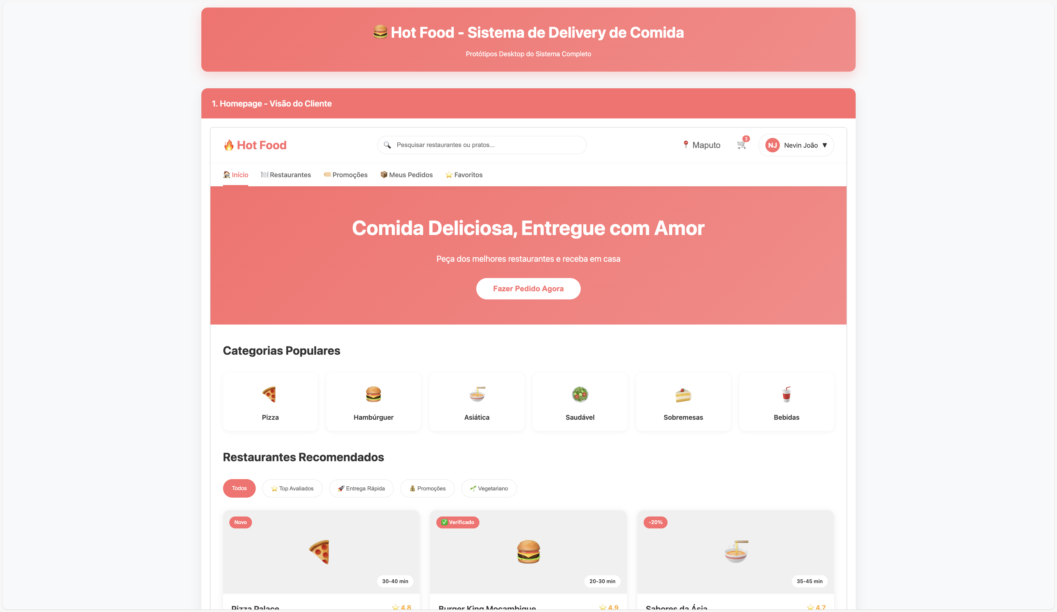 Interface 2 de Hot Food